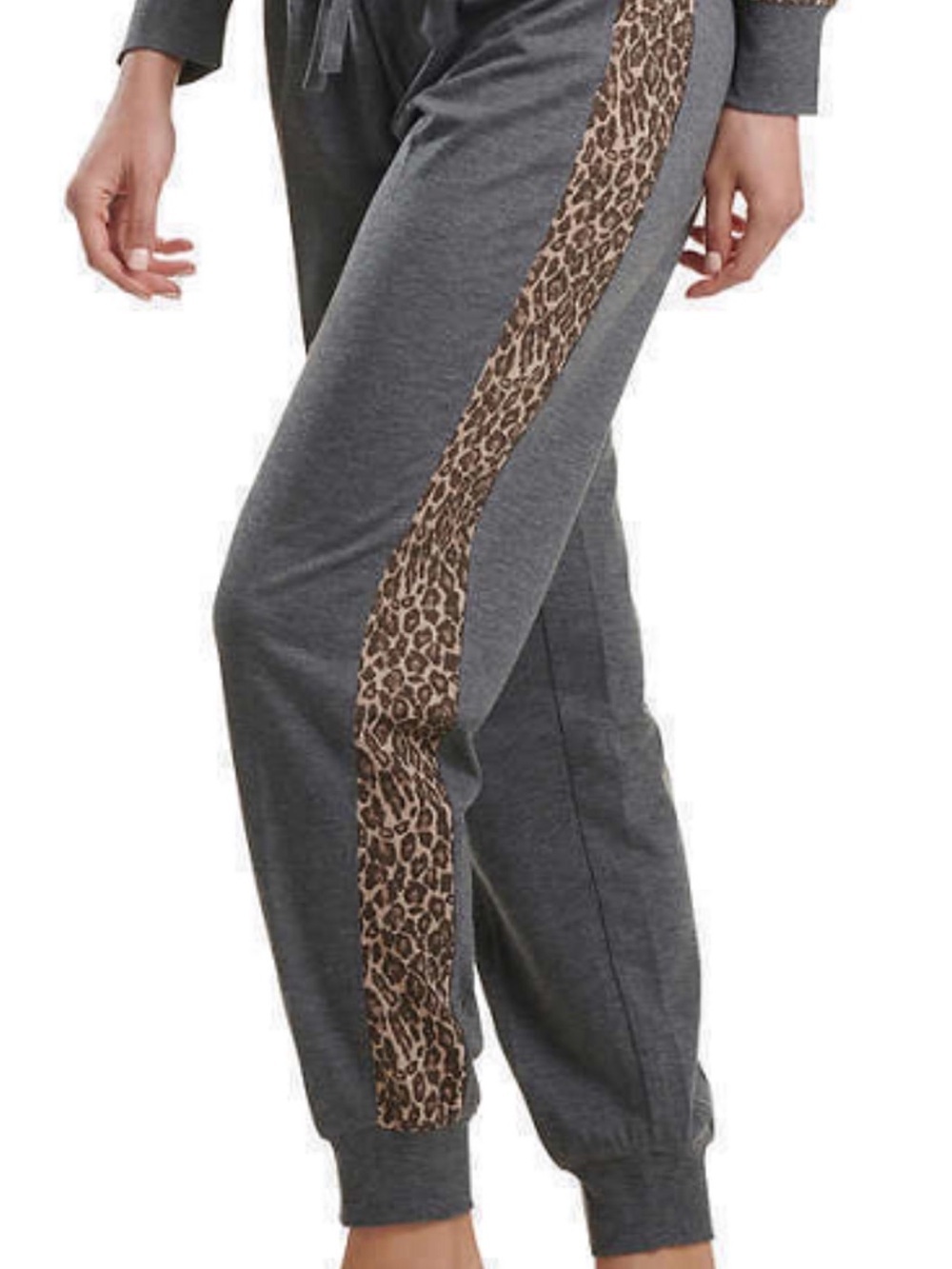 Splendid Charcoal Gray Joggers with Leopard Side Panel